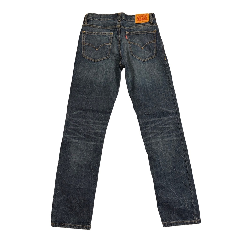 Levis 502 Regular Taper Jeans Dark‎ Wash Distressed Denim 28x28 Womens 16REG - Picture 2 of 9